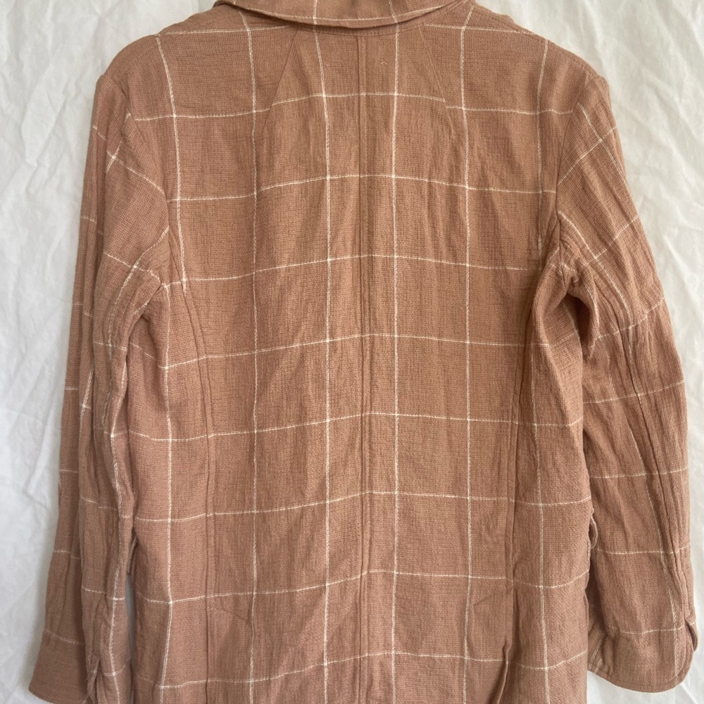 MADEWELL Tan Breezewoven Larsen Blazer in Windowpane Linen Oversized Size XS - Picture 12 of 15